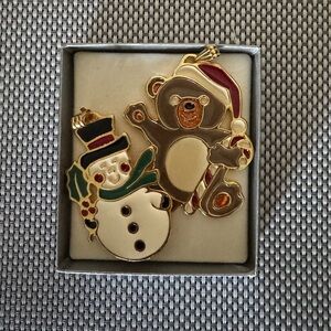 Wallace Silversmiths Snowman and Bear Ornament
